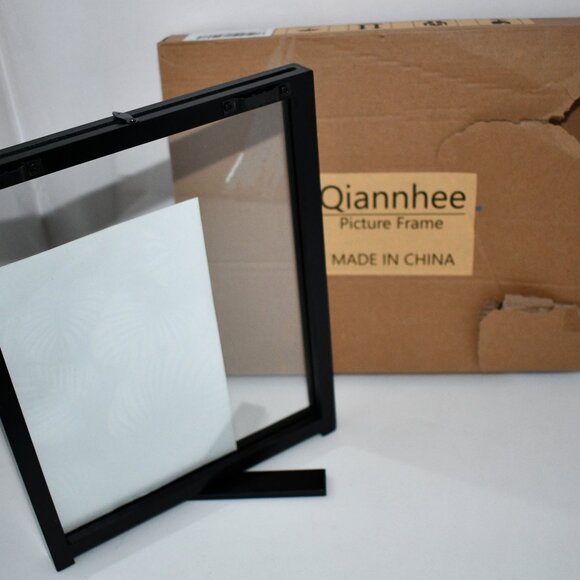 Qiannhee Floating Frame – 8x10 Black Wood Picture Frame with Double Glass | Tabl - Picture 2 of 2